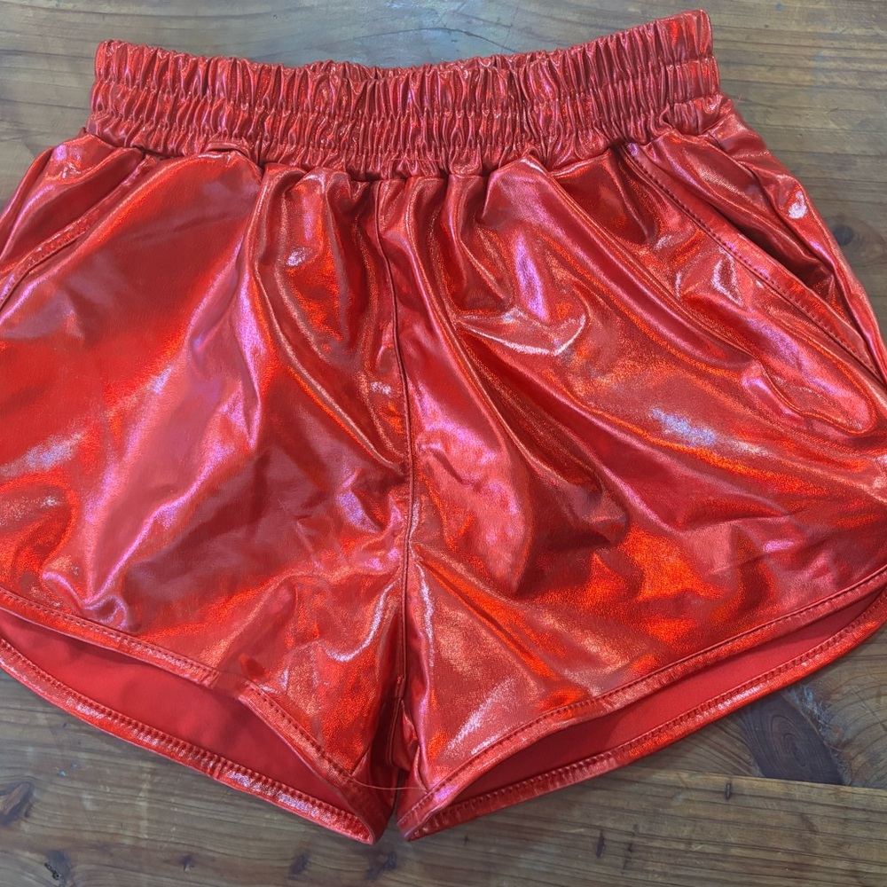 COSTUME Small Adult or Kid; Shiny Red Kids' Athletic Shorts